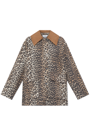 GANNI ベージュ レザーシャツジャケット GANNI ベージュ レザーシャツジャケット